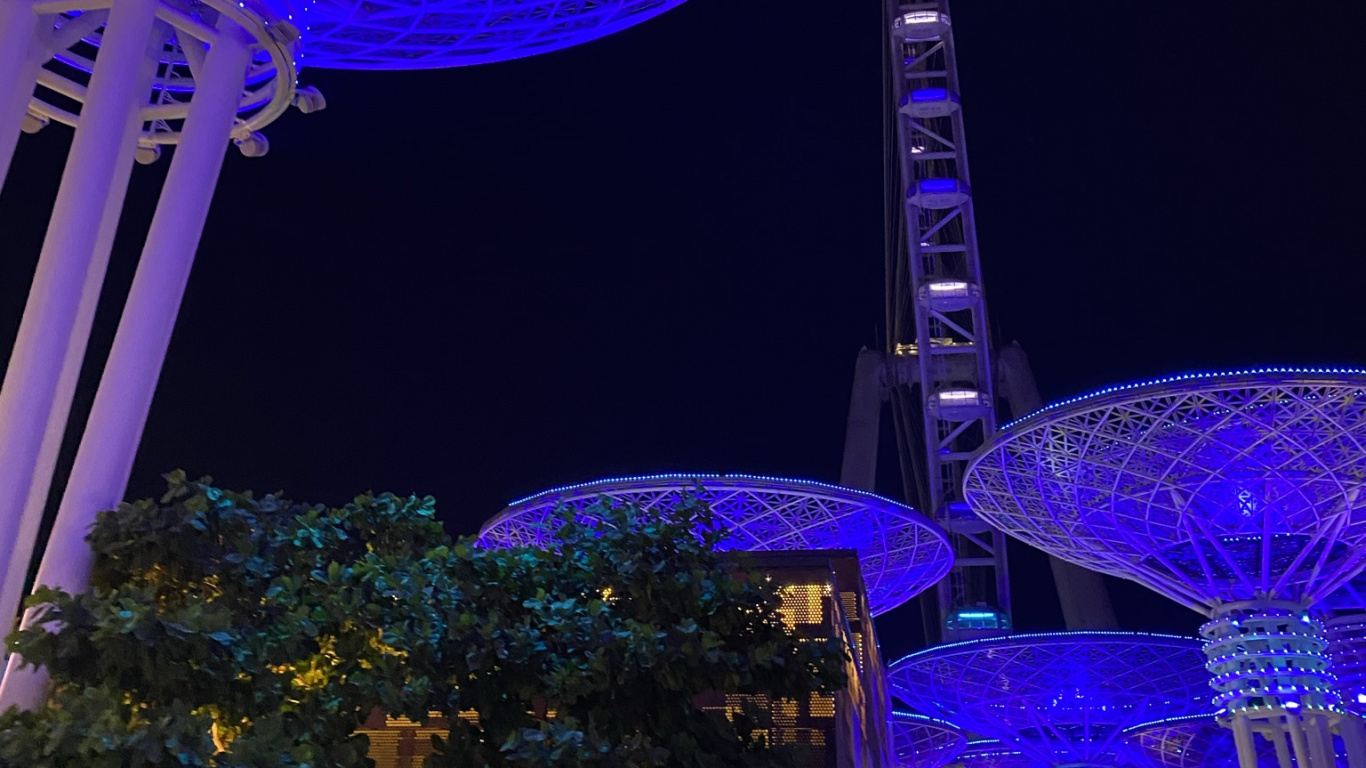 Singapur, Hito, Azul Majorelle, Azul, Morado. Wallpaper in 1366x768 Resolution