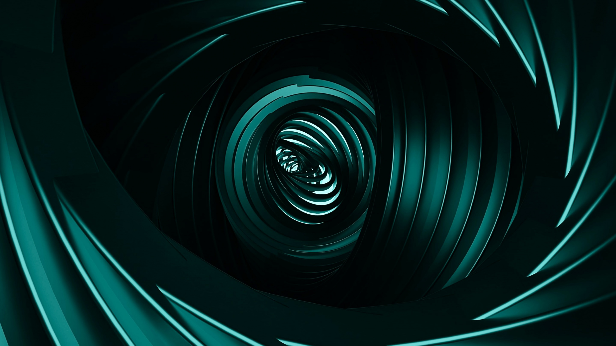 Spiral, Fractal Art, Liquid, Water, Azure. Wallpaper in 2560x1440 Resolution