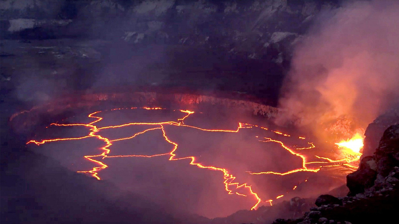 熔岩, 熔岩湖, 气氛, 火山的地貌, 野火 壁纸 1366x768 允许