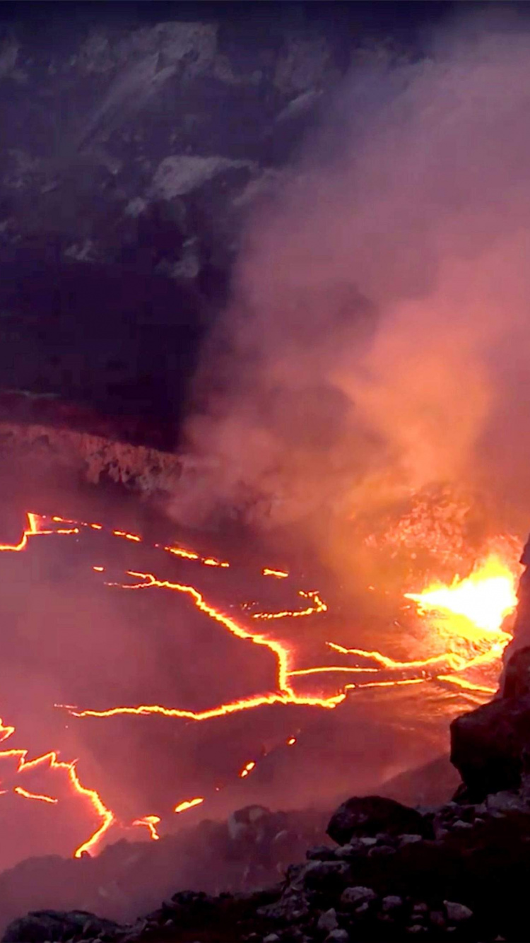 熔岩, 熔岩湖, 气氛, 火山的地貌, 野火 壁纸 750x1334 允许