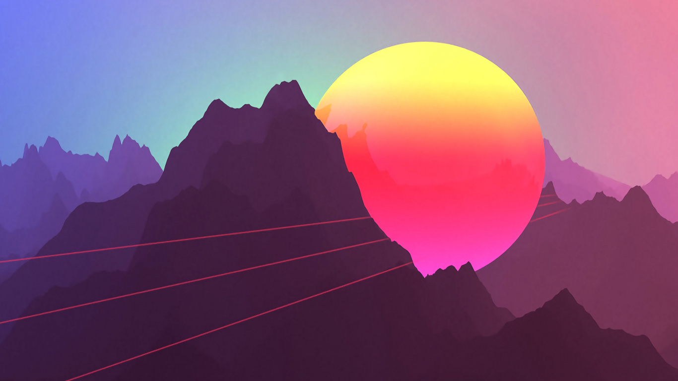 Silhouette of Mountain During Sunset. Wallpaper in 1366x768 Resolution