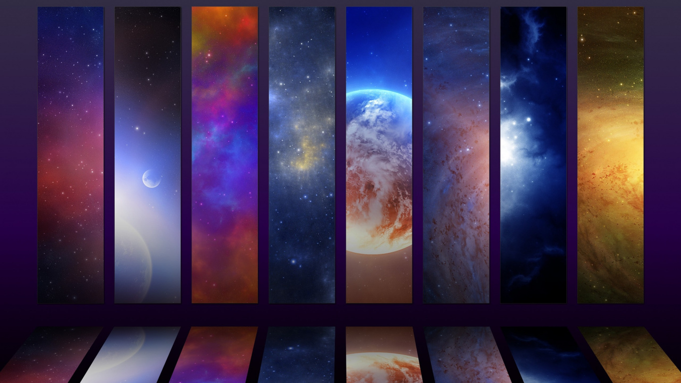 Nubes Azules y Blancas y Luna. Wallpaper in 1366x768 Resolution