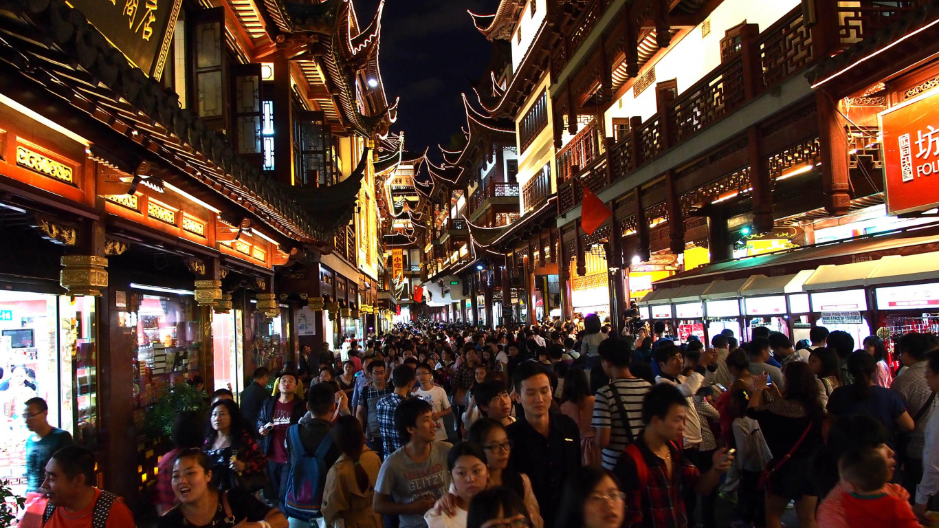 城市, 人群, 市场营销, 购物, 旅游业 壁纸 1366x768 允许