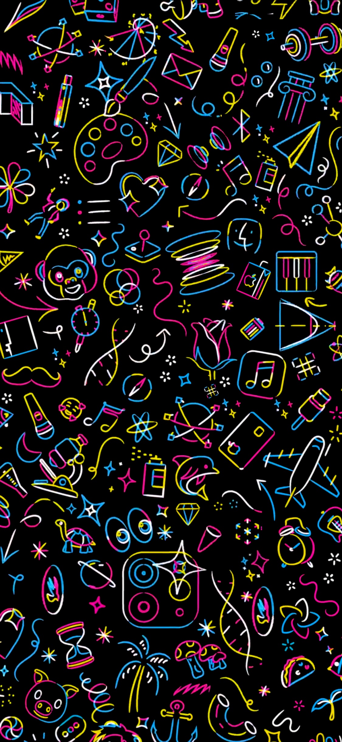 Äpfeln, Kunst, Muster, Illustration, Kreis. Wallpaper in 1125x2436 Resolution