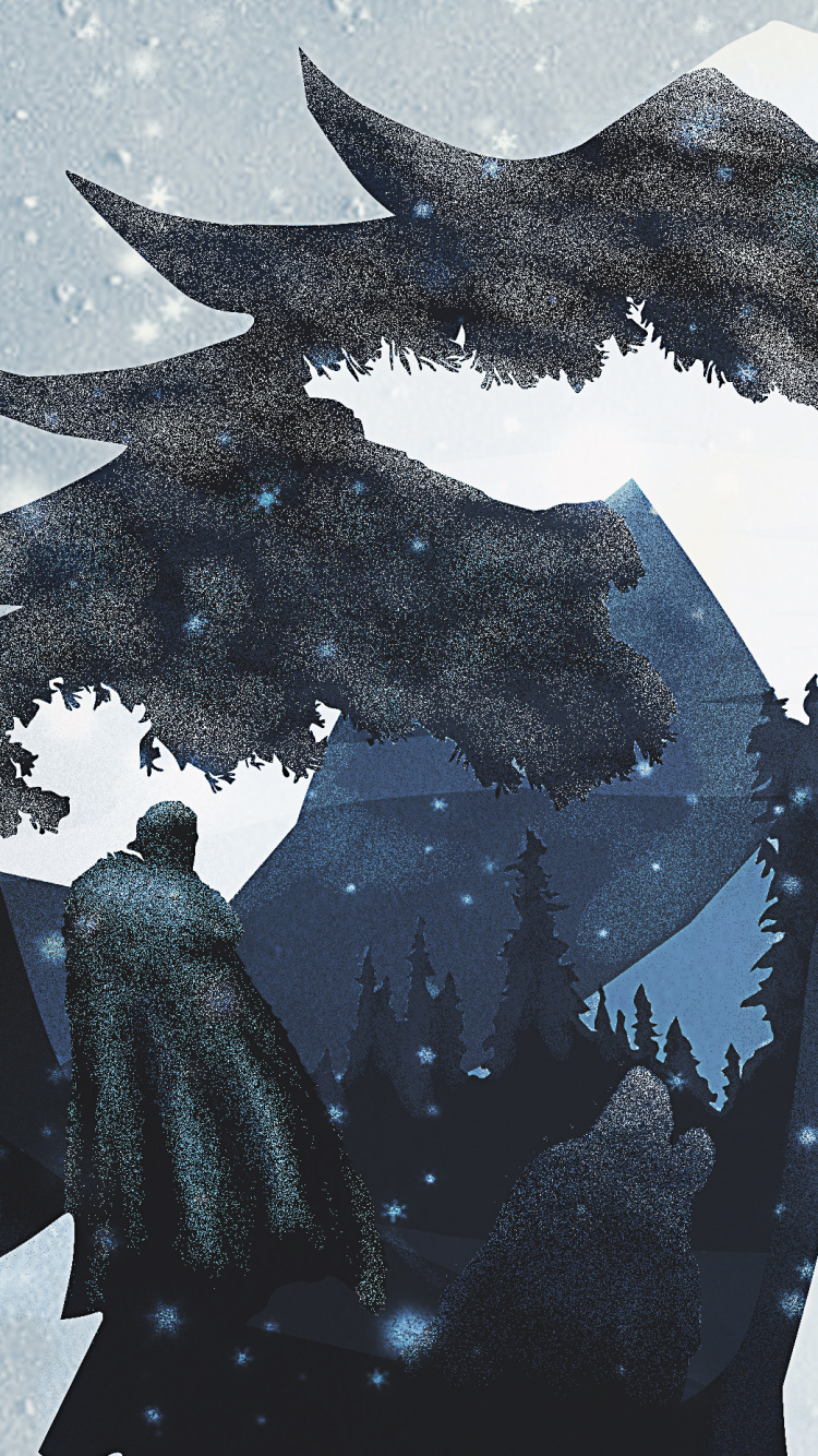 Homme en Manteau Noir Debout Près de L'illustration de L'arbre. Wallpaper in 750x1334 Resolution