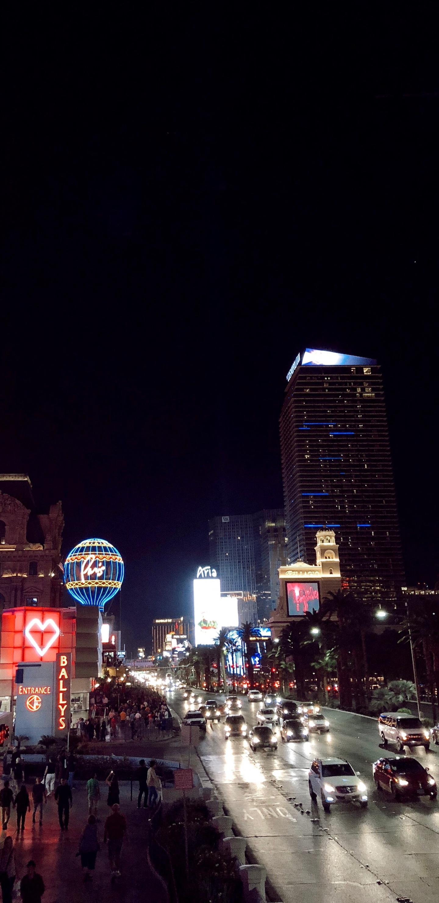 Las Vegas, Usa, Paris Hotel and Casino, Paris Las Vegas, Night. Wallpaper in 1440x2960 Resolution