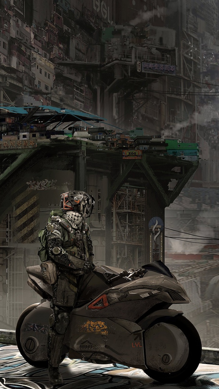 Mann in Schwarzer Jacke, Der Motorrad Fährt. Wallpaper in 720x1280 Resolution