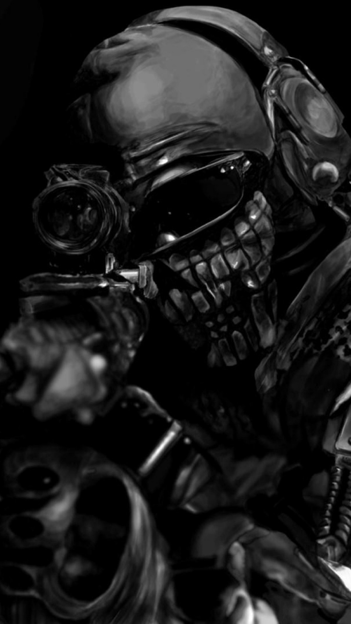 Call of Duty Ghosts, Gas Mask, Military, Monochrome Mode, Cannon. Wallpaper in 720x1280 Resolution