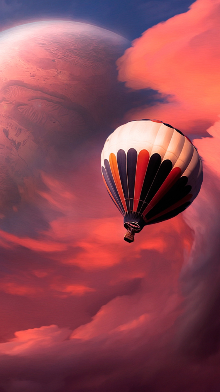 Flight, Hot Air Balloon, Balloon, Art, Hot. Wallpaper in 750x1334 Resolution
