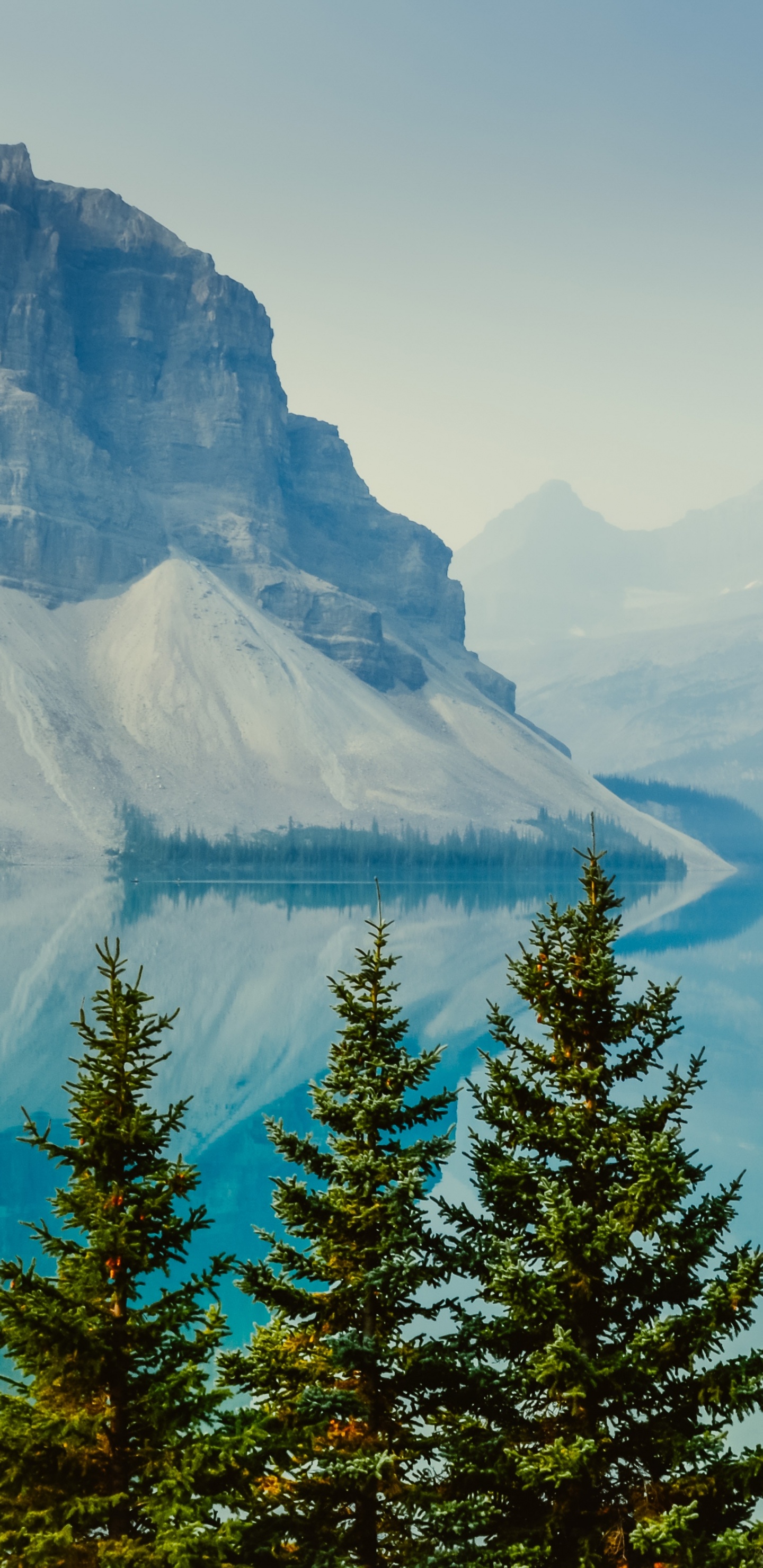 Bow Lake, Mountainous Landforms, Mountain, Nature, Mountain Range. Wallpaper in 1440x2960 Resolution