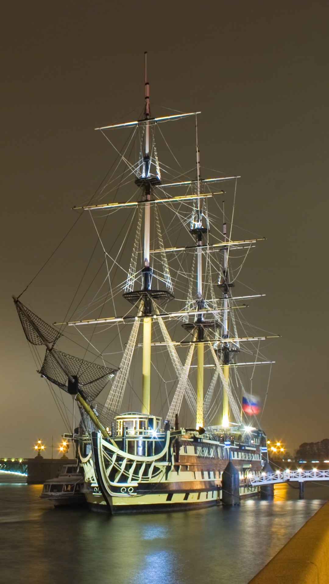 Ship on Dock During Night Time. Wallpaper in 1080x1920 Resolution