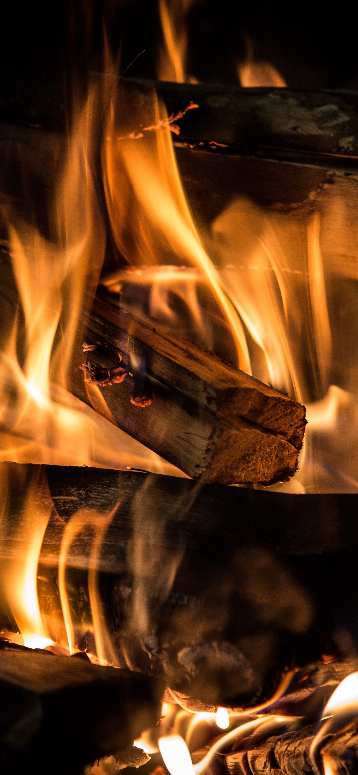 Burning Wood on Fire Pit. Wallpaper in 1242x2688 Resolution