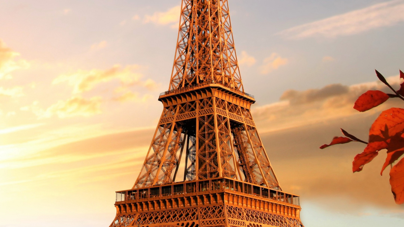 Tour Eiffel Marron et Blanc. Wallpaper in 1366x768 Resolution