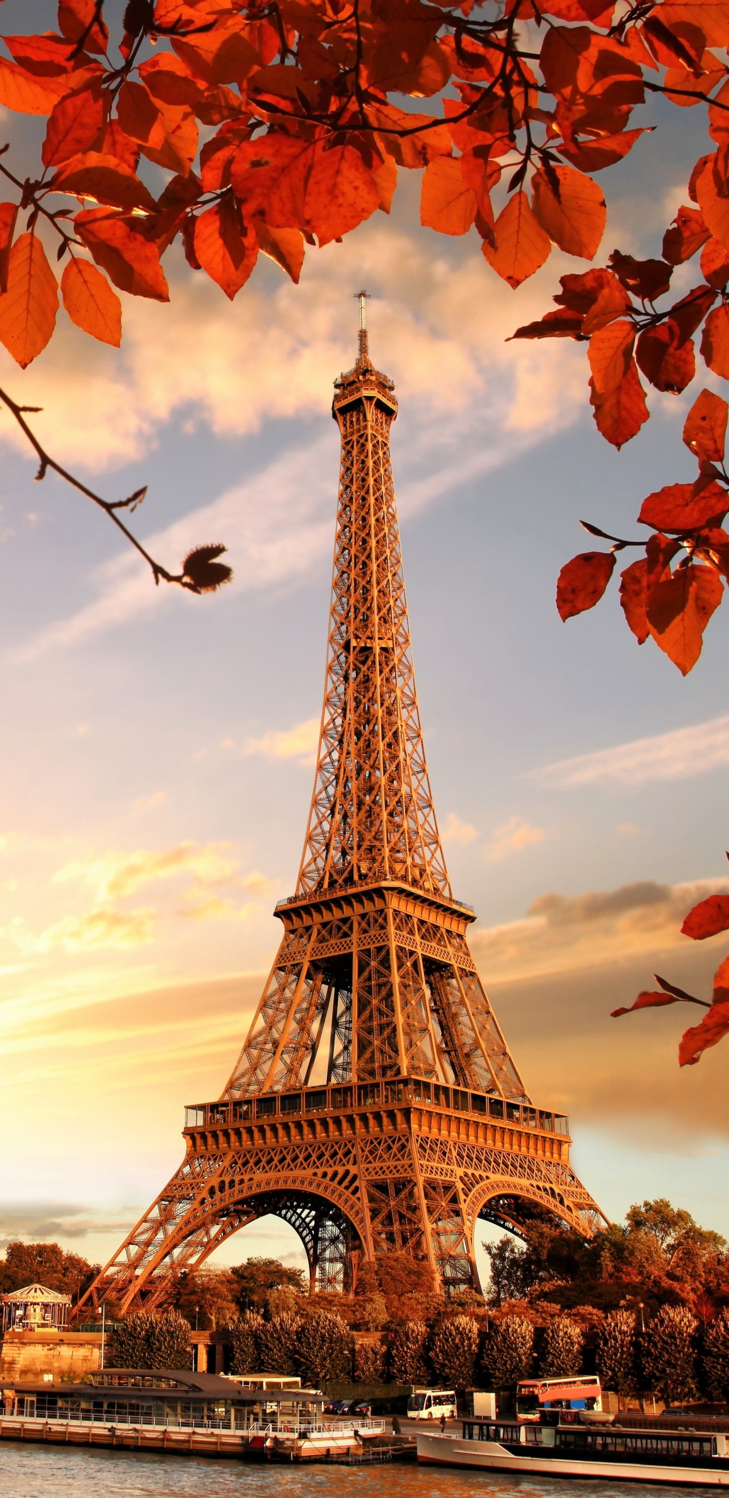 Tour Eiffel Marron et Blanc. Wallpaper in 1440x2960 Resolution