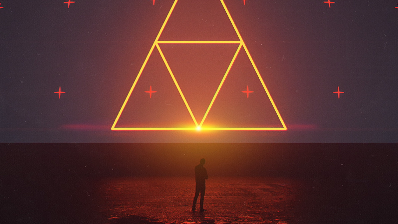 Download 1366x768 Wallpaper Triangle, Art, Water, Astronomical Object, Horizon Triangle, Art, Water, Astronomical Object, Horizon. Wallpaper in 1366x768 Resolution