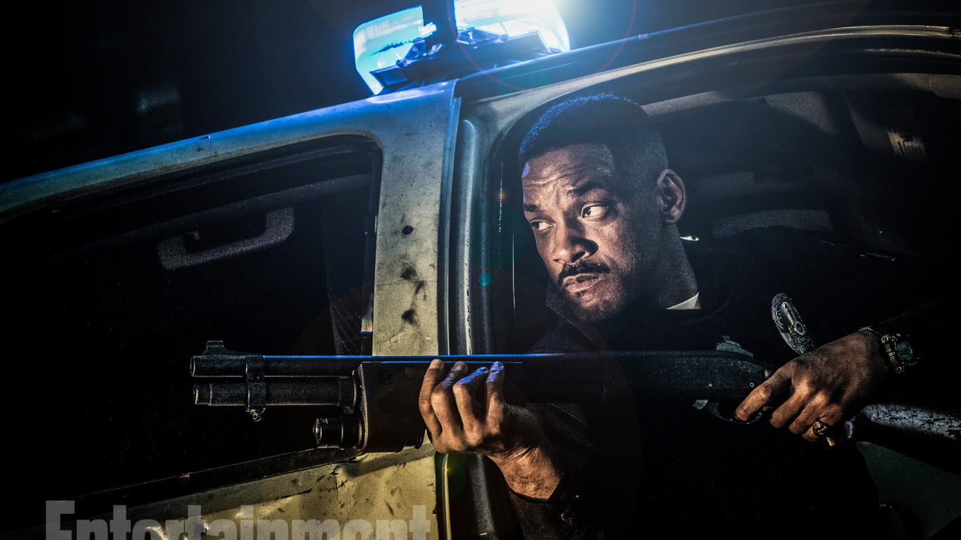 威尔*史密斯, 明亮的, Netflix, 挡风玻璃, 汽车的窗口的一部分 壁纸 1366x768 允许