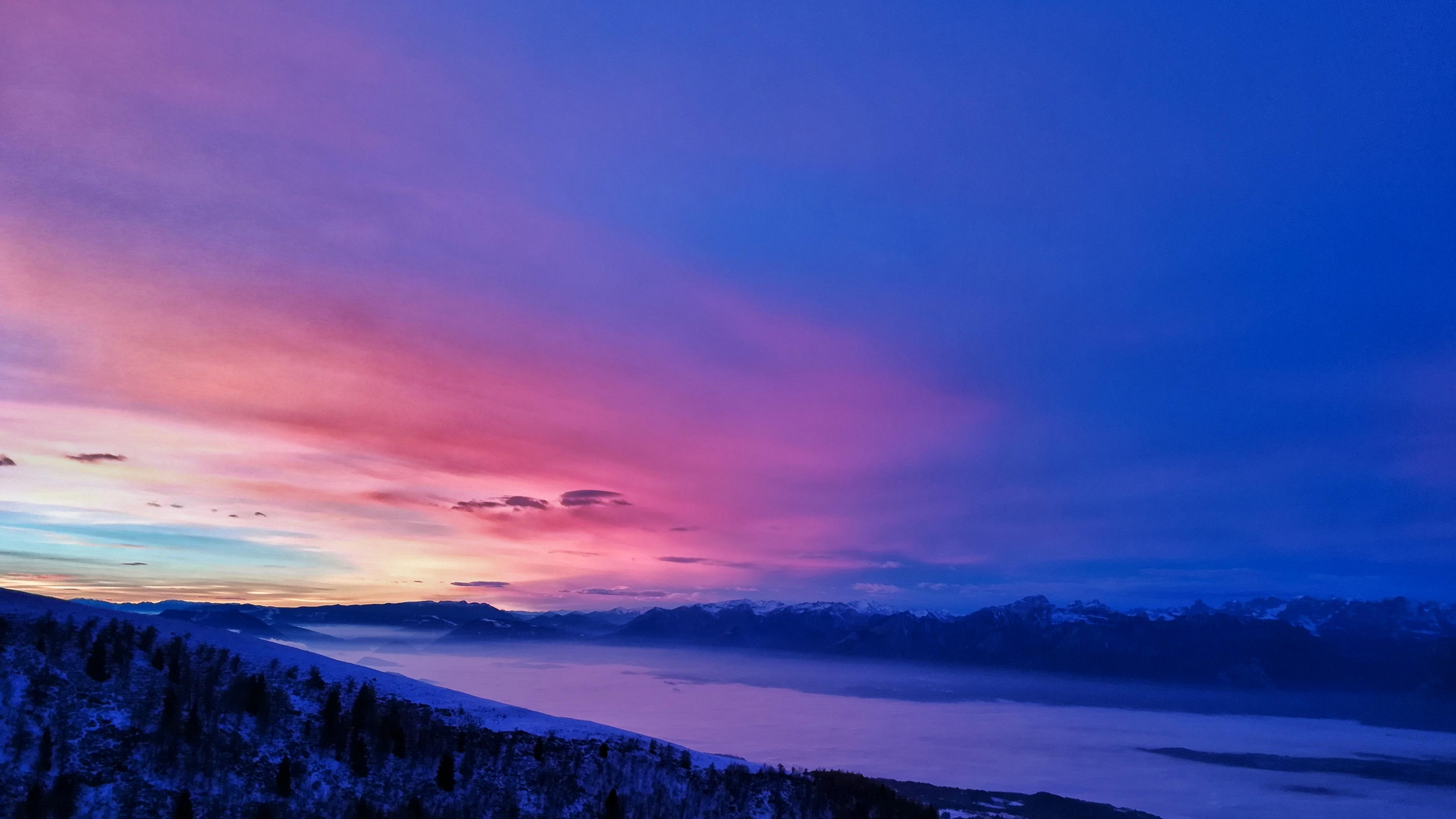 Morning, Blue, Mount Scenery, Sea, Sky. Wallpaper in 3840x2160 Resolution