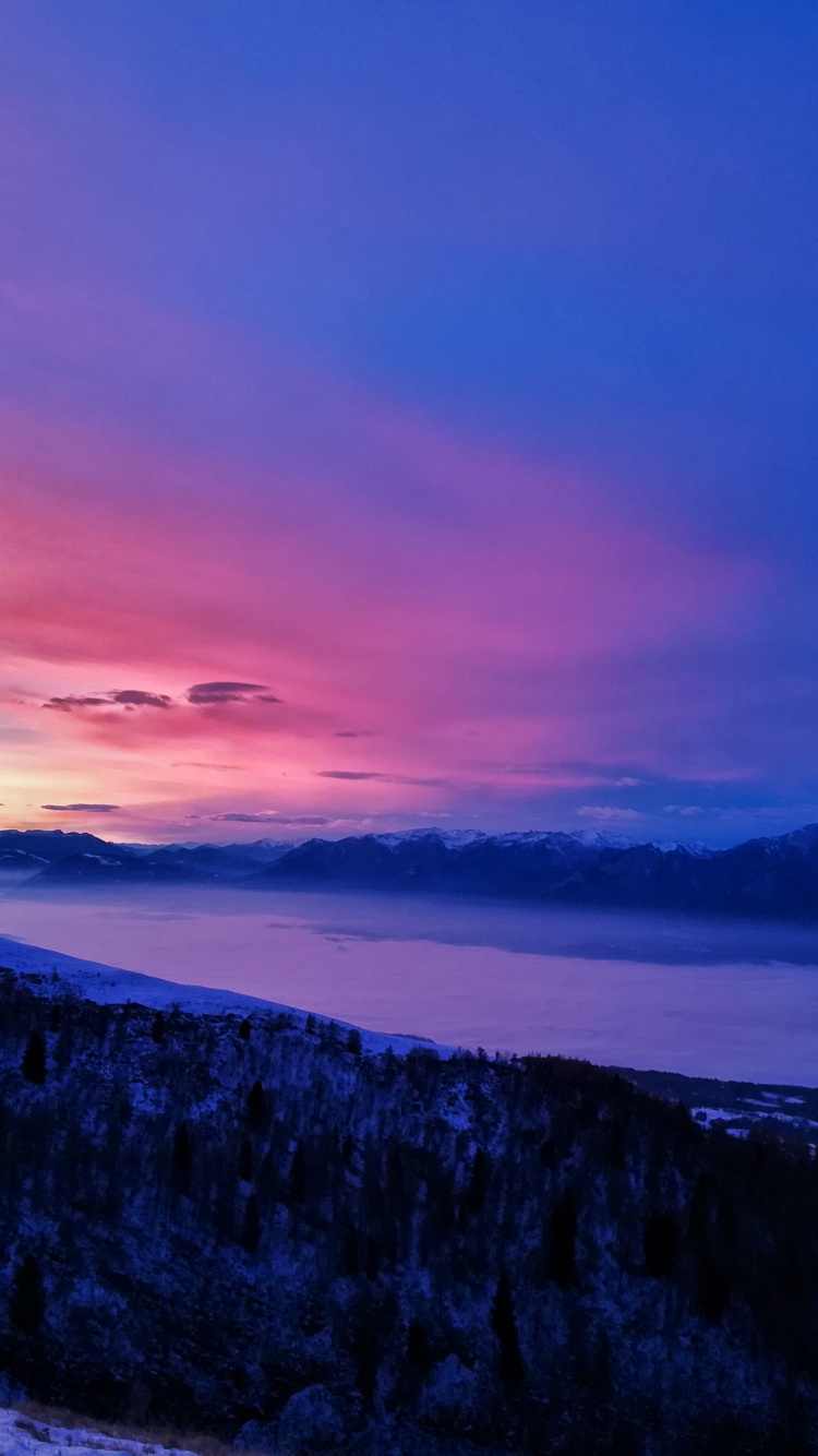 Morning, Blue, Mount Scenery, Sea, Sky. Wallpaper in 750x1334 Resolution