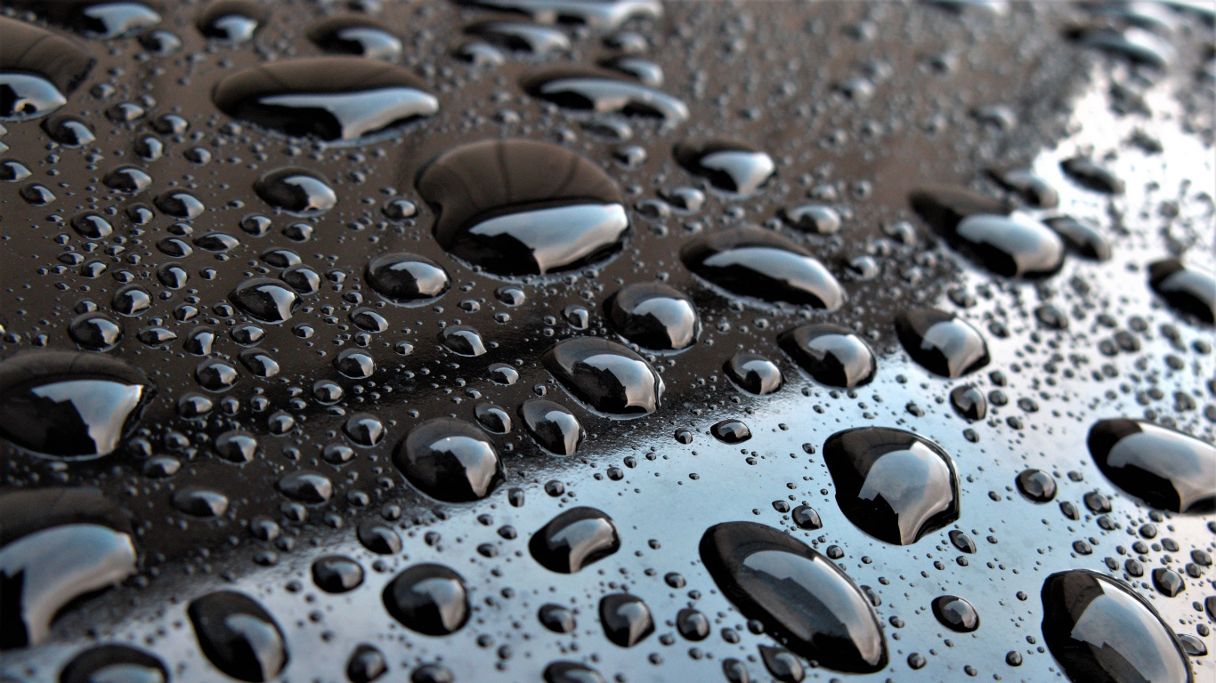Gotas de Agua Sobre Vidrio Transparente. Wallpaper in 1366x768 Resolution
