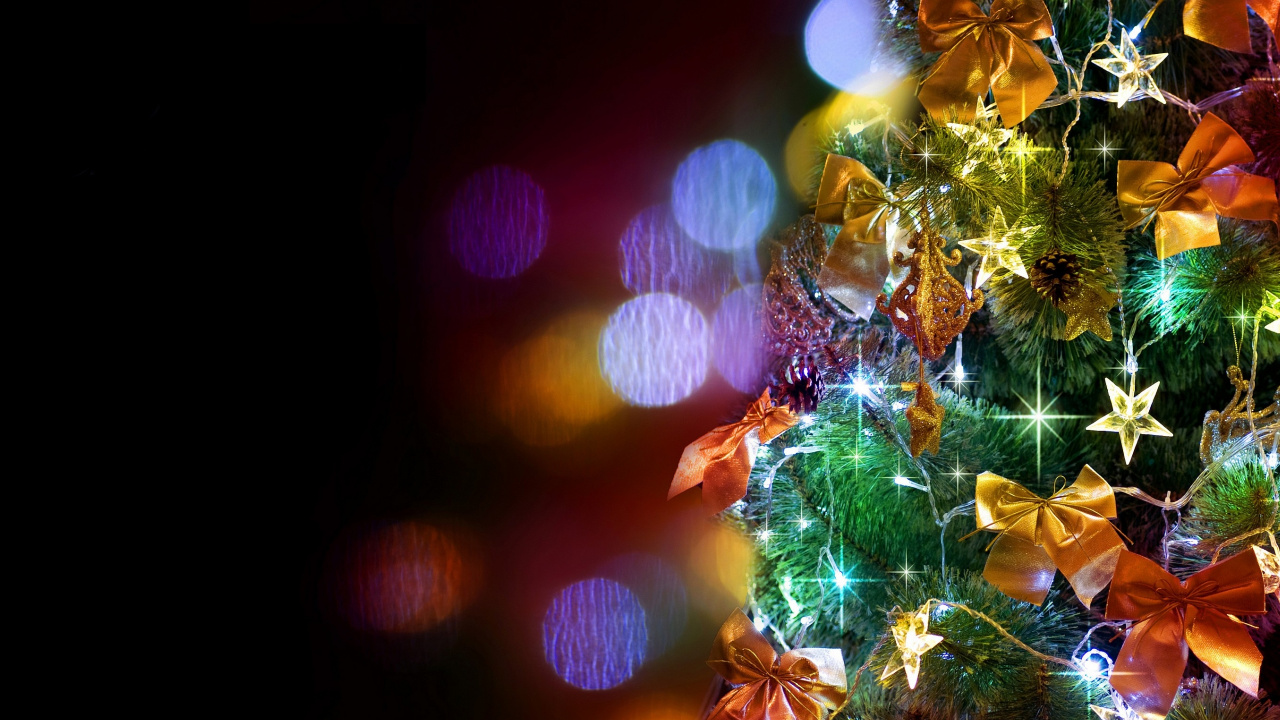 Weihnachten, Weihnachtsbaum, Weihnachtsdekoration, Weihnachtsbeleuchtung, Festival. Wallpaper in 1280x720 Resolution