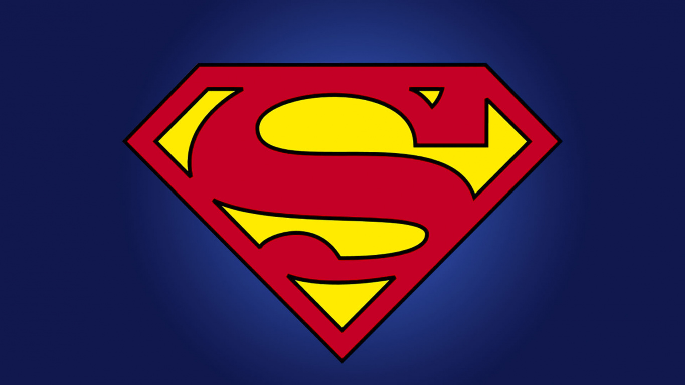 Blue and Yellow Superman Logo. Wallpaper in 1366x768 Resolution