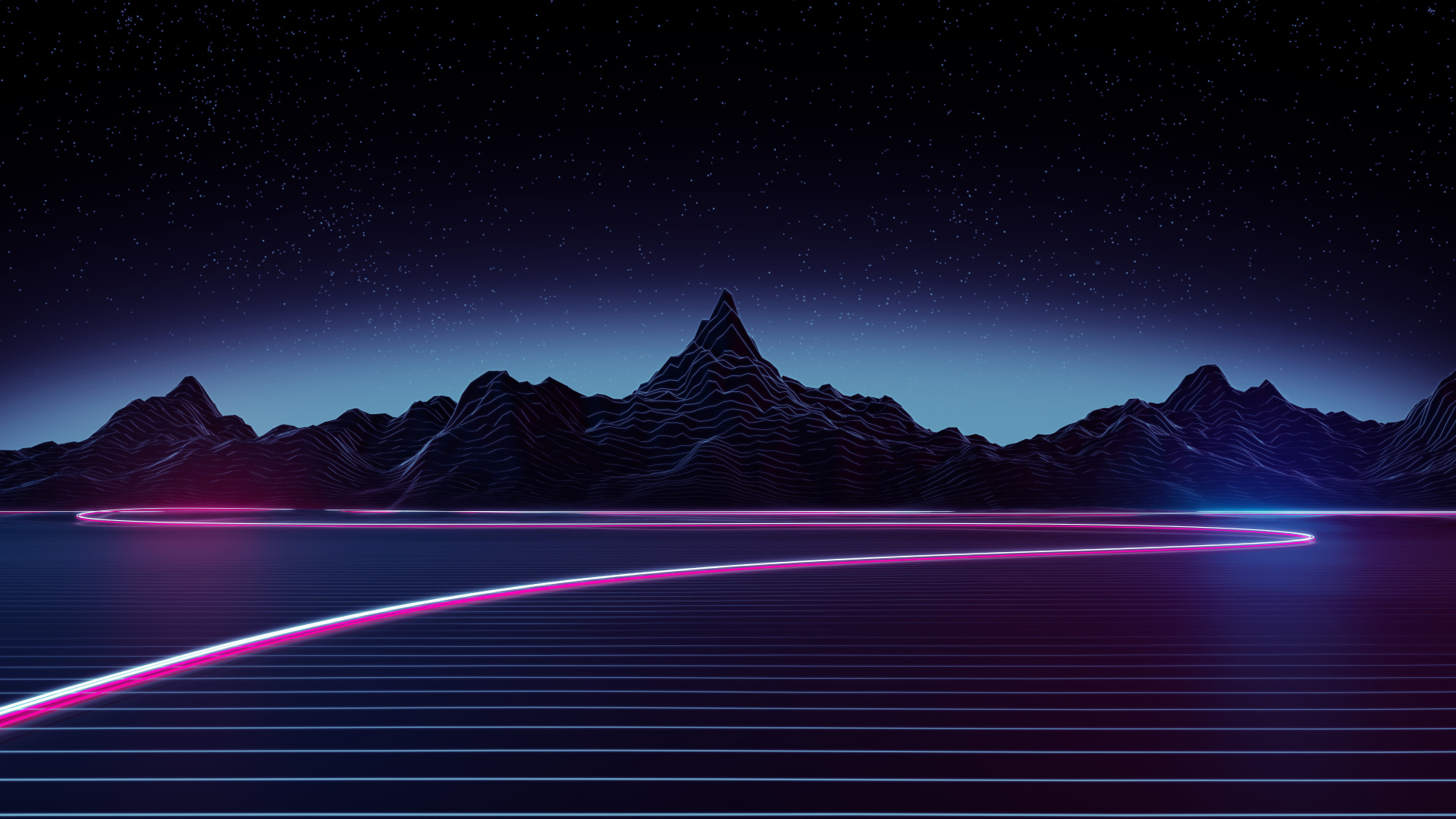自然景观, 空间, Synthwave, 艺术, 艺术家 壁纸 1920x1080 允许