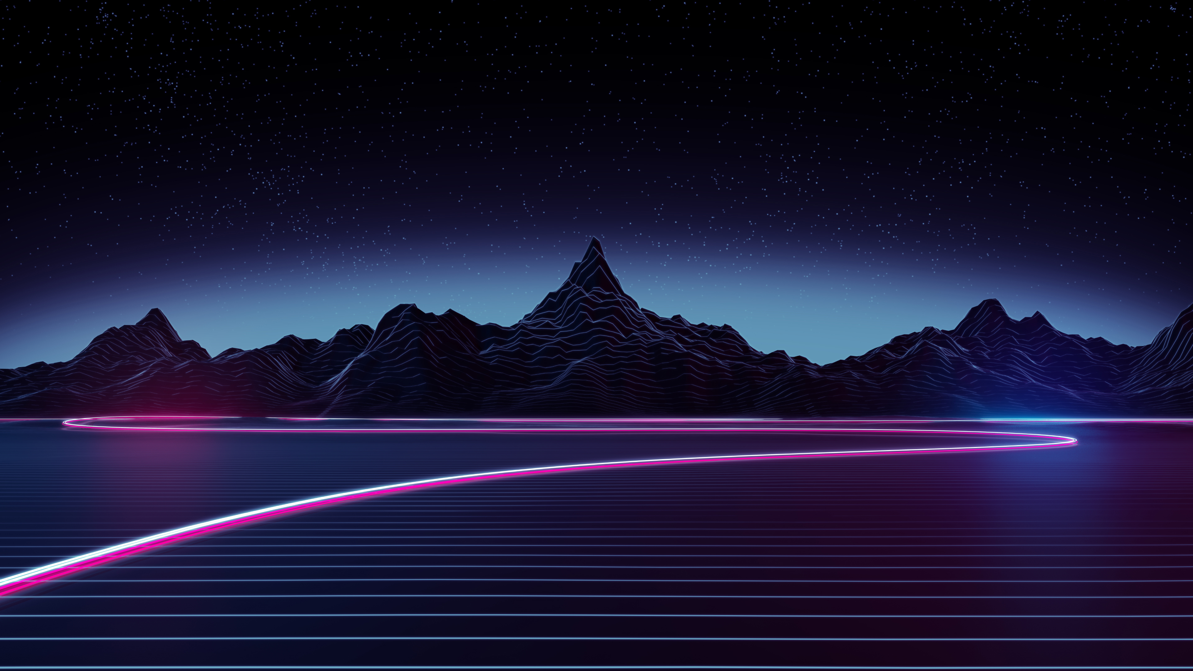 自然景观, 空间, Synthwave, 艺术, 艺术家 壁纸 3840x2160 允许