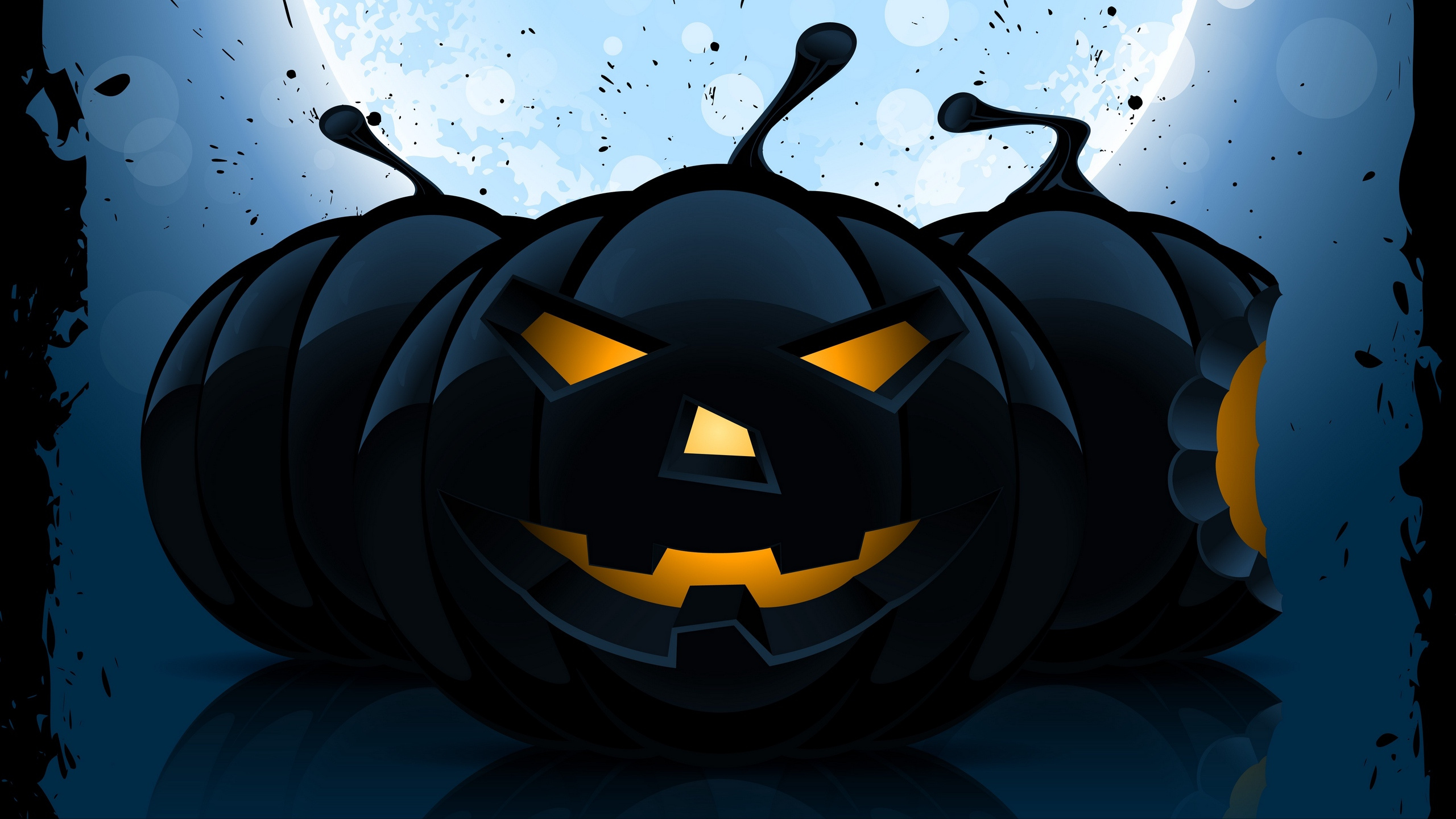 Pumpkin, Illustration, Darkness, Halloween, Jack o Lantern. Wallpaper in 2560x1440 Resolution