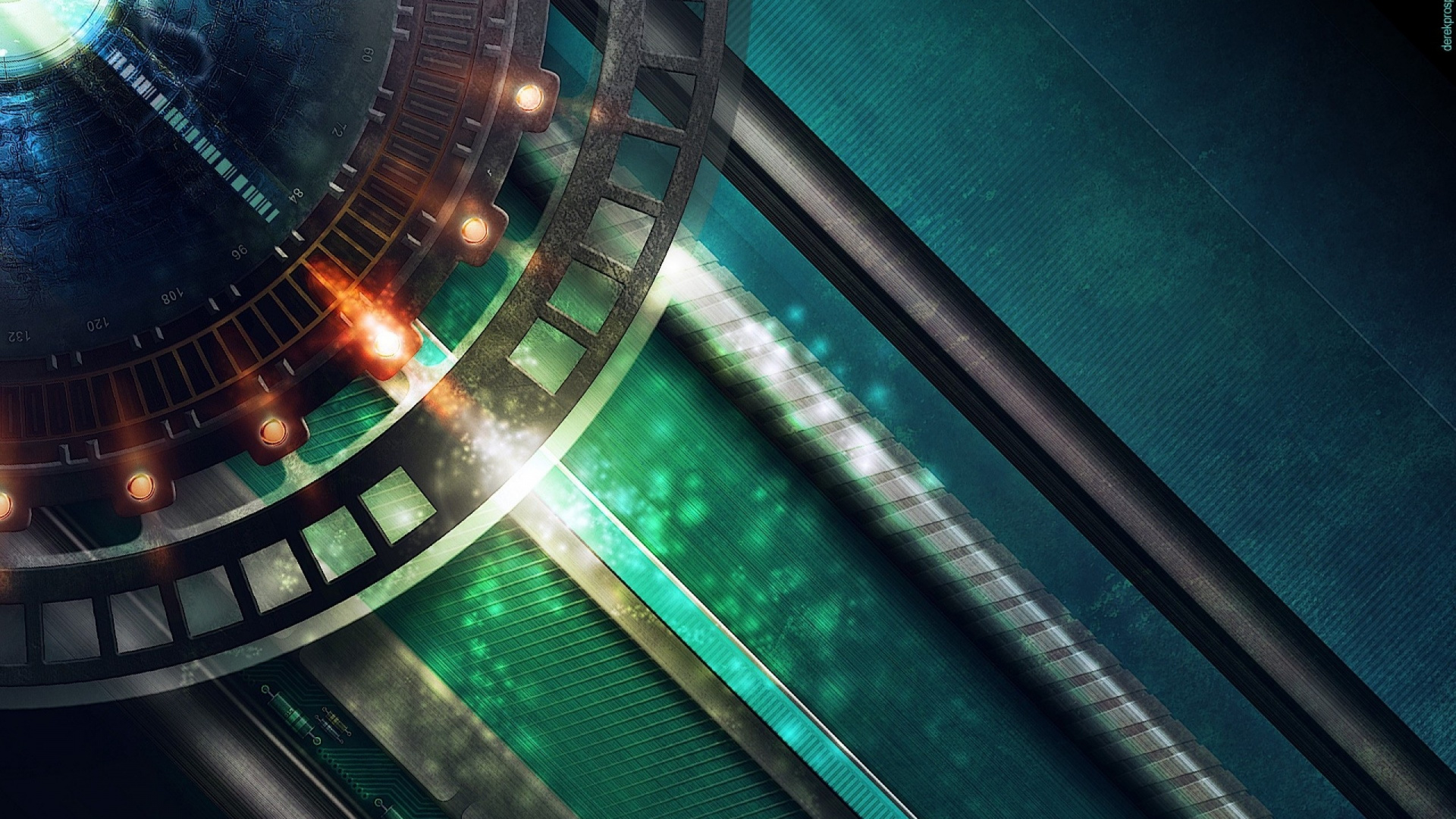 Green and Black Tunnel With Lights. Wallpaper in 1920x1080 Resolution