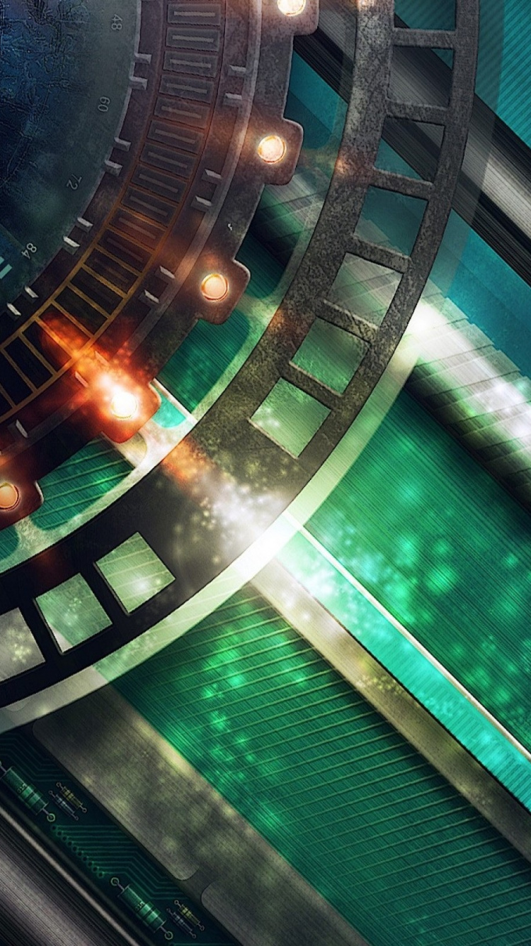 Green and Black Tunnel With Lights. Wallpaper in 750x1334 Resolution