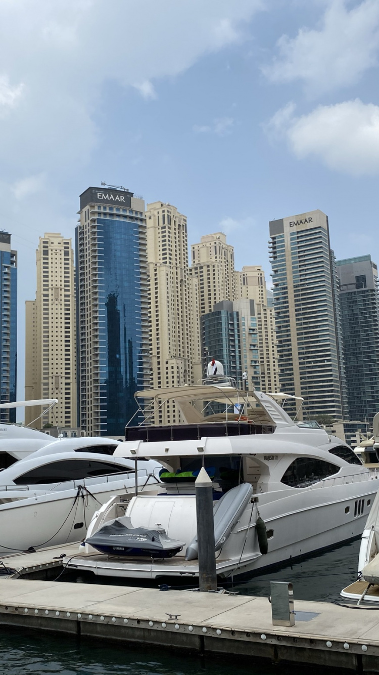 Dubai, Dubai Marina, Marina, Water, Tower Block. Wallpaper in 750x1334 Resolution