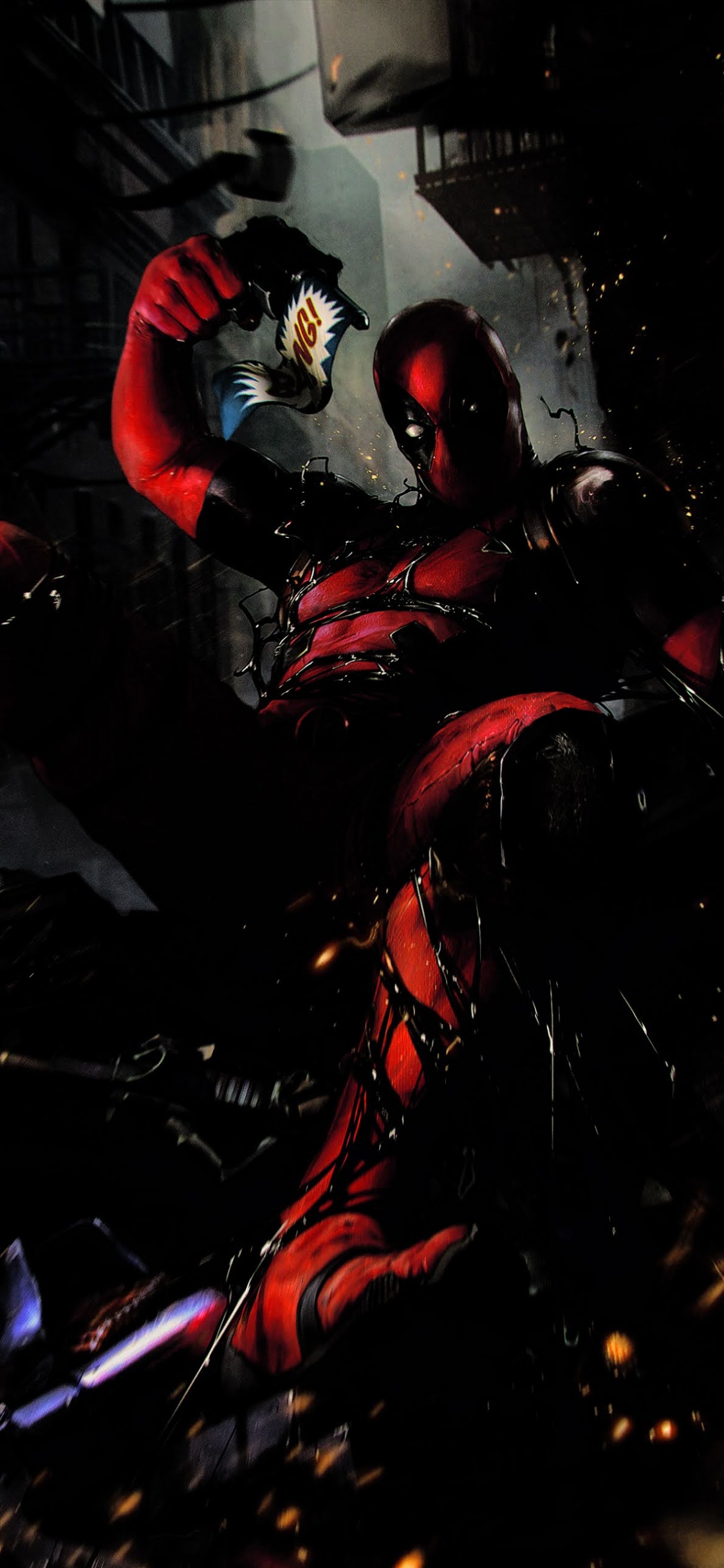 Deadpool, Art, Event, Darkness, Recreation. Wallpaper in 1125x2436 Resolution