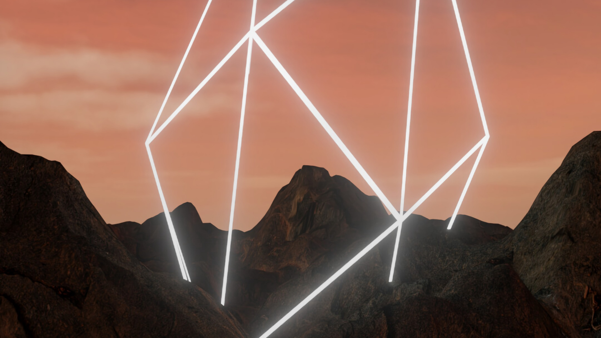 White Metal Bridge Over Rocky Mountains. Wallpaper in 1920x1080 Resolution