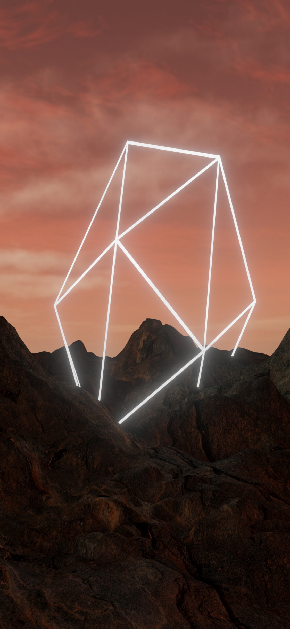 三角形, 金字塔, 空间, 艺术, 光 壁纸 1125x2436 允许