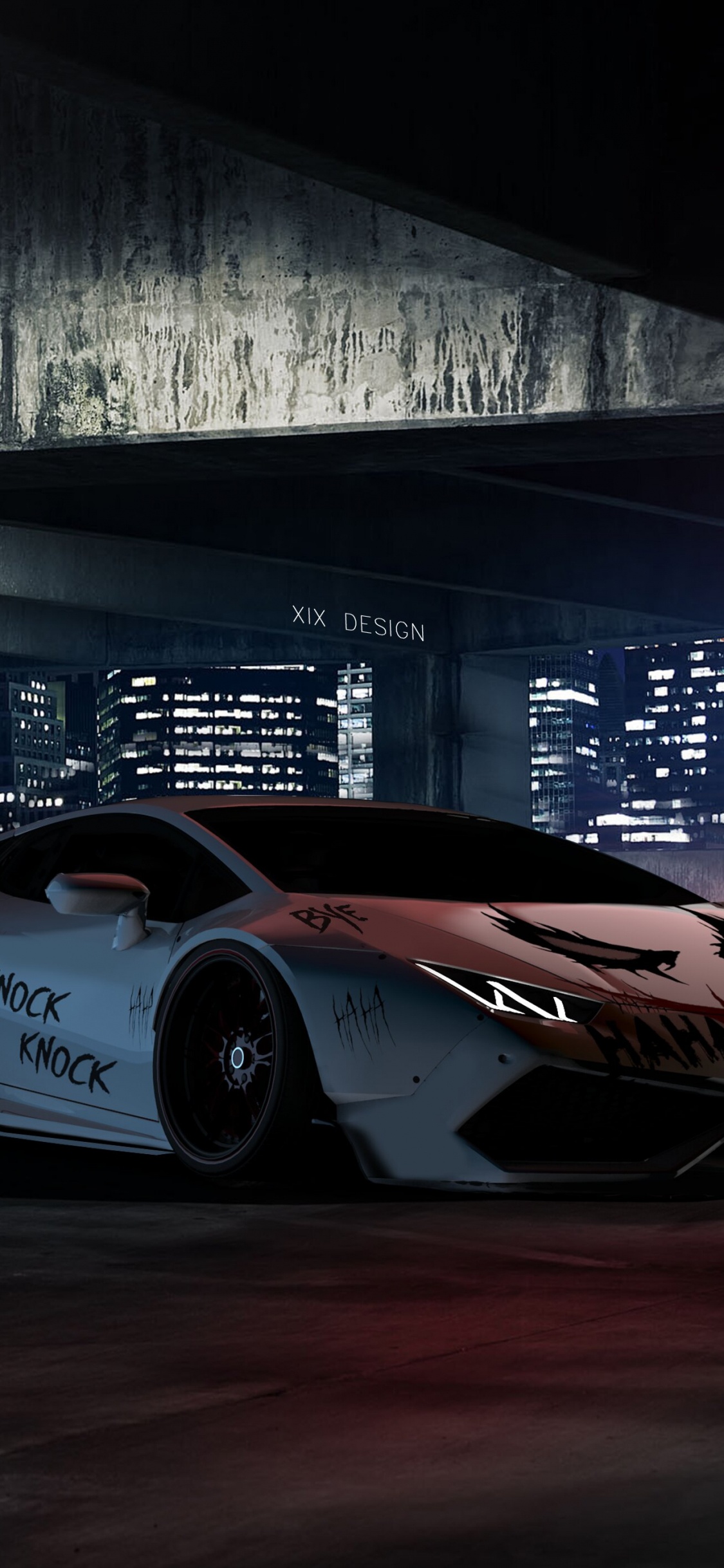 Voiture de Sport Ferrari Blanche et Rouge. Wallpaper in 1125x2436 Resolution