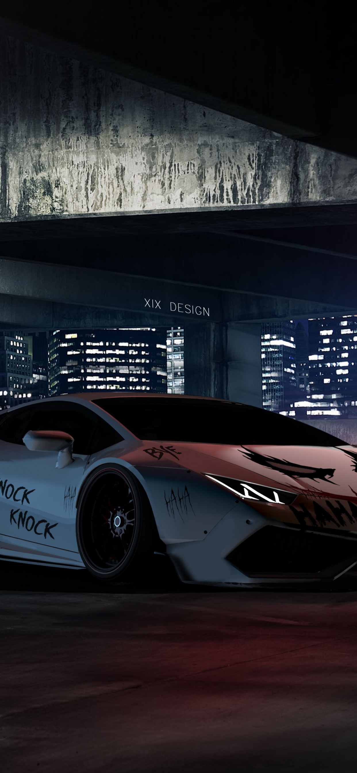 Voiture de Sport Ferrari Blanche et Rouge. Wallpaper in 1242x2688 Resolution