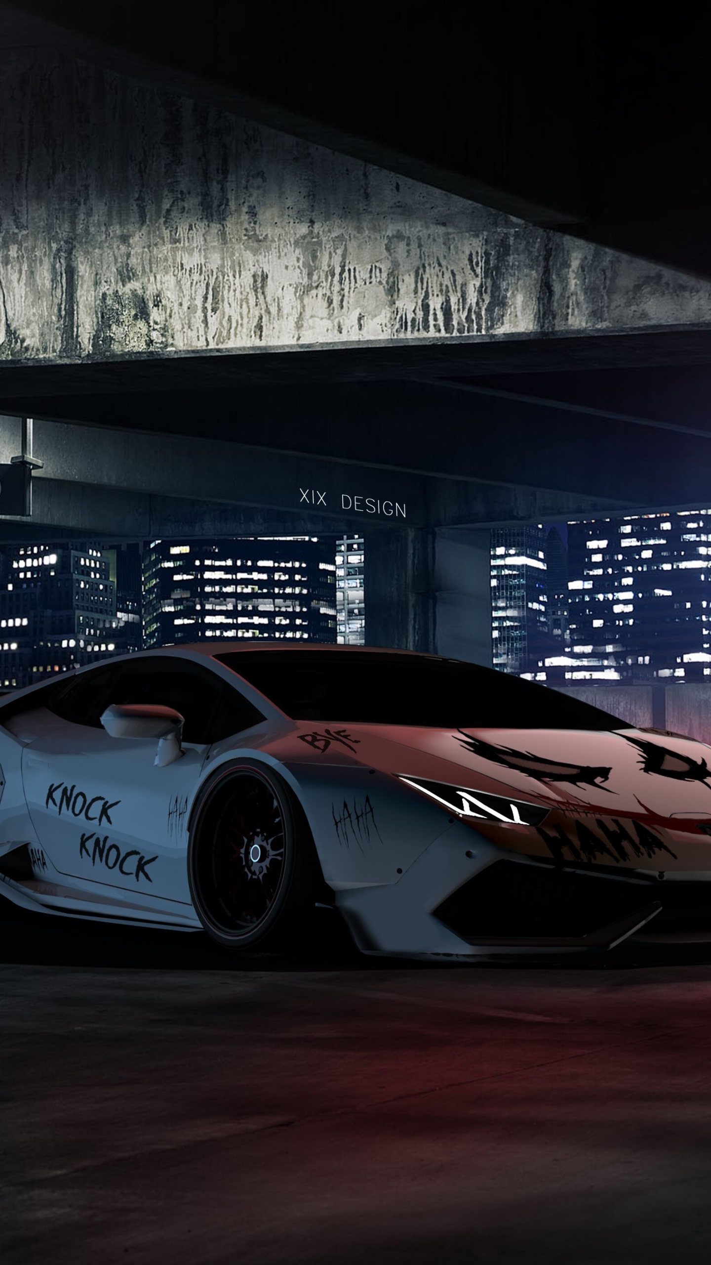 Voiture de Sport Ferrari Blanche et Rouge. Wallpaper in 1440x2560 Resolution