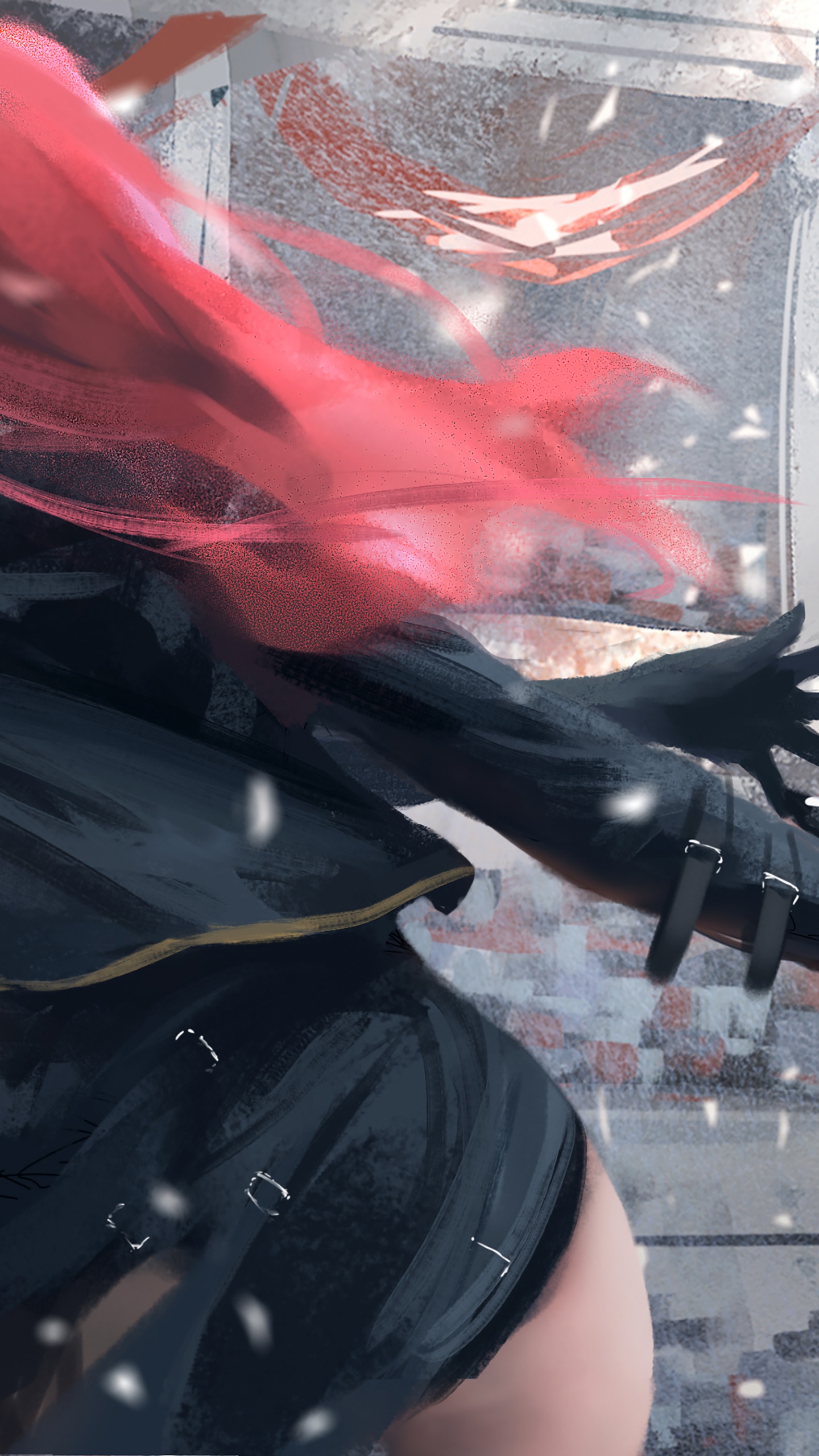 Femme en Robe Noire Debout Dans la Rue. Wallpaper in 1440x2560 Resolution