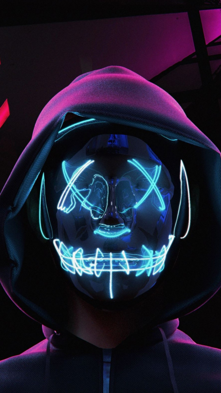 Neon, Morado, Negro, Quijada, Violeta. Wallpaper in 750x1334 Resolution