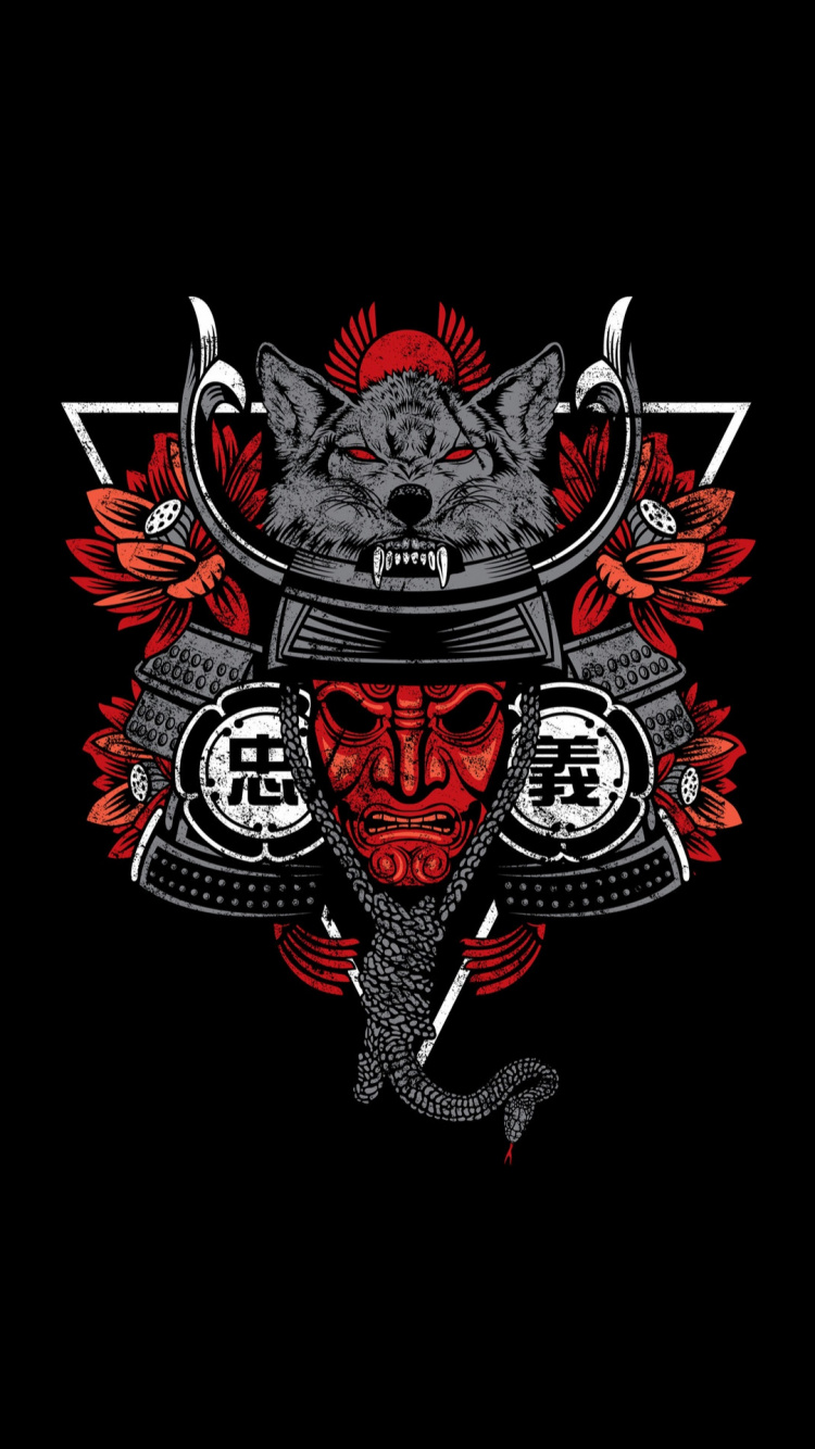 Logotipo de Samurai Japonés, Arte Japonés, Japon, Samurai, Arte. Wallpaper in 750x1334 Resolution