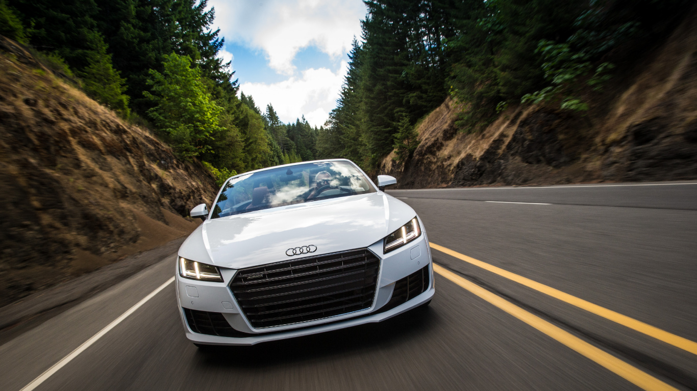 White Audi a 4 on Road During Daytime. Wallpaper in 1366x768 Resolution