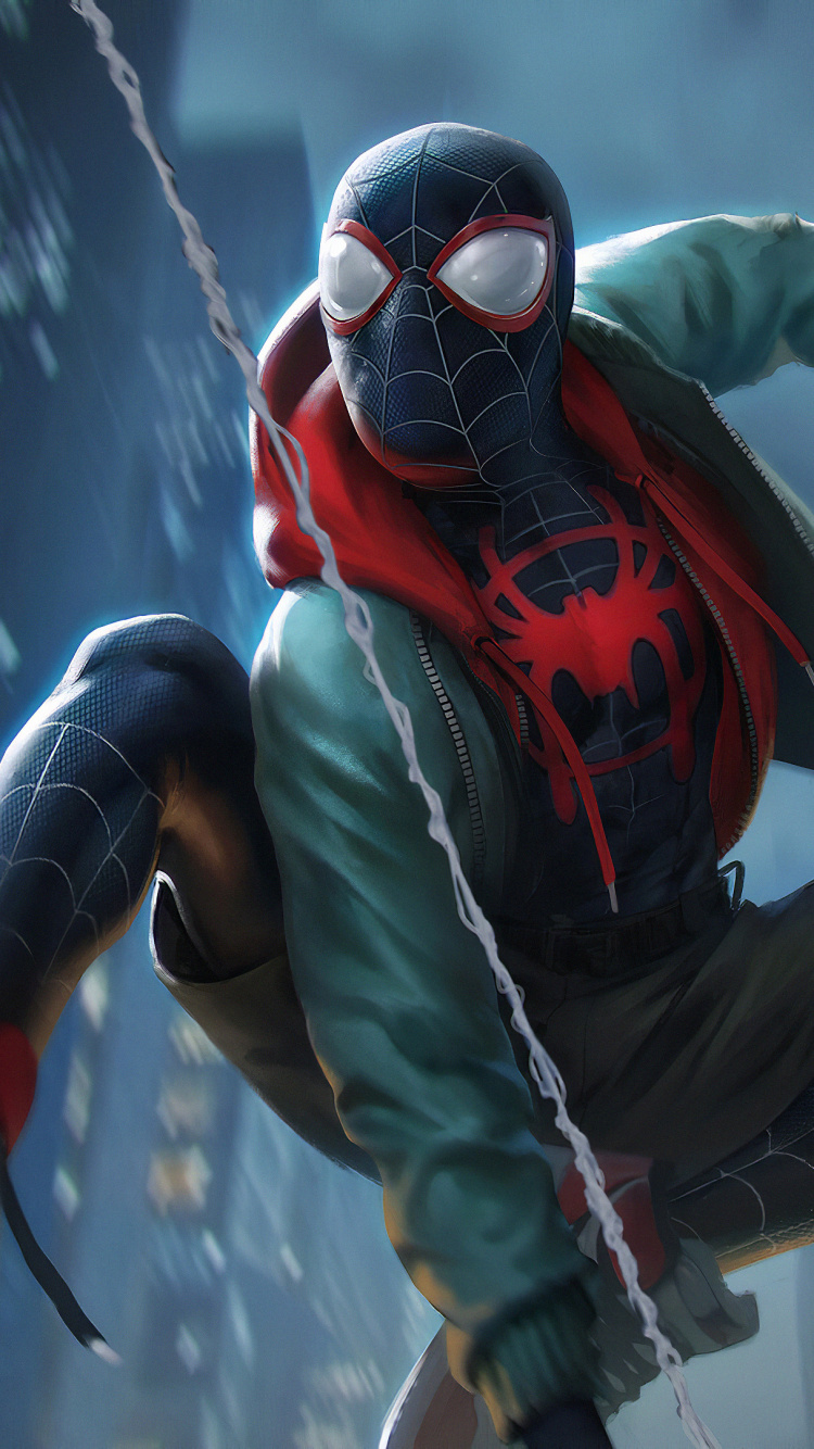 Man in Blue and Red Mask and Green Jacket. Wallpaper in 750x1334 Resolution