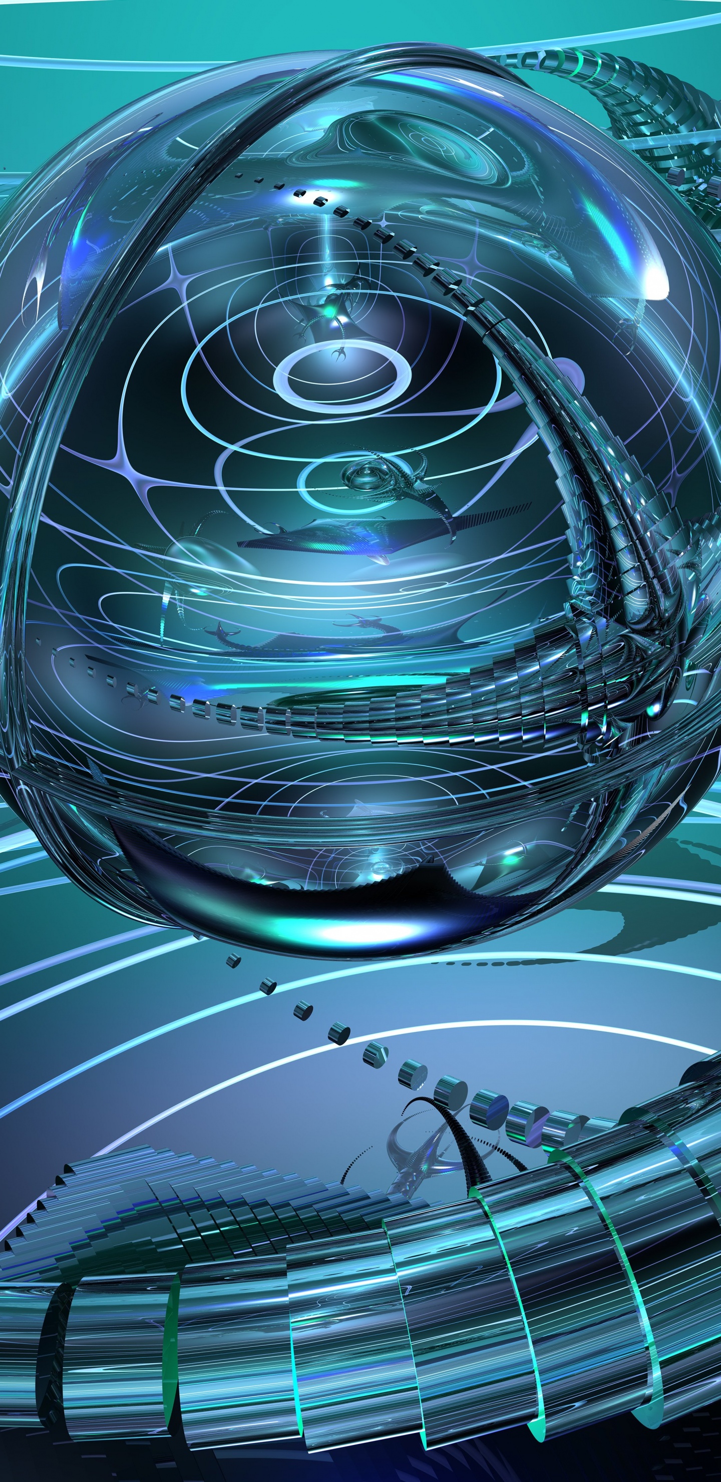 Klare Glaskugel Auf Weißem Metallrahmen. Wallpaper in 1440x2960 Resolution