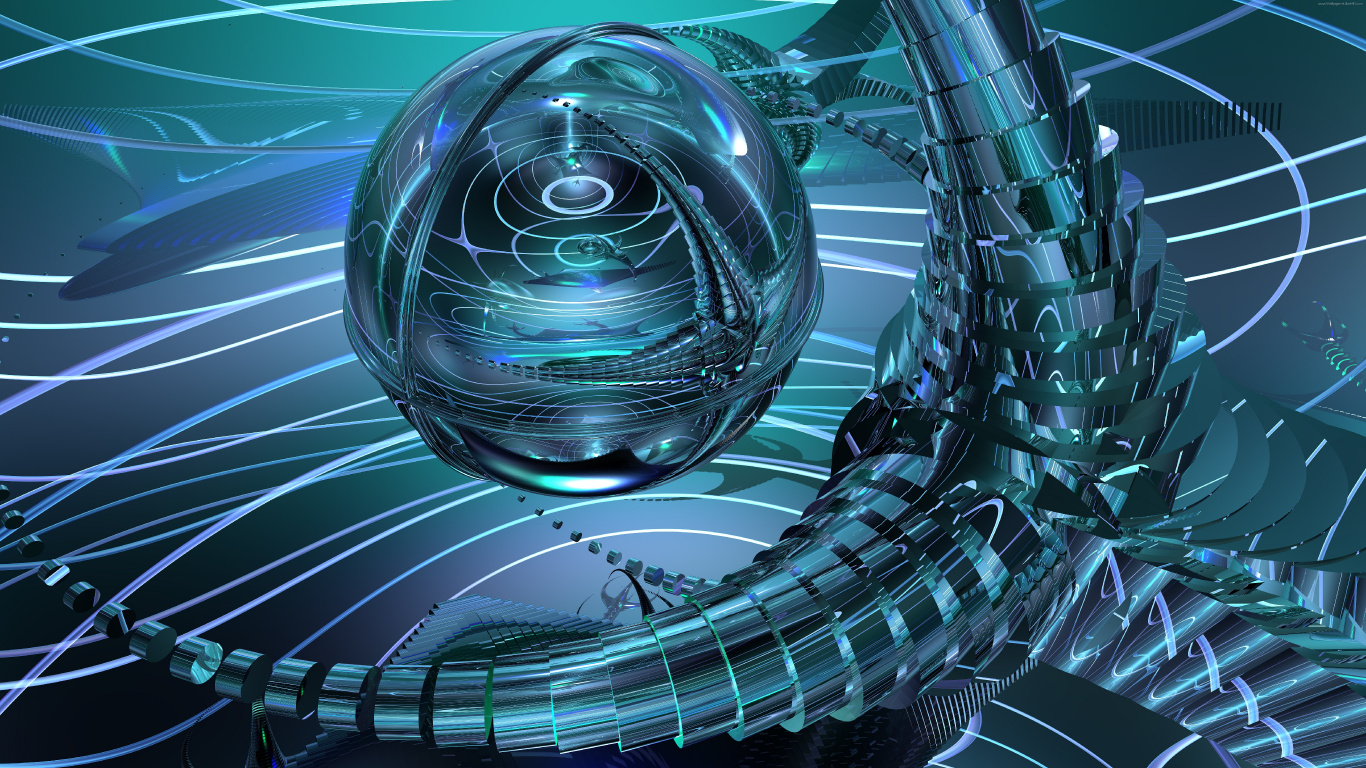 分形技术, 圆圈, 球体, 海洋生物学, 能源 壁纸 1366x768 允许