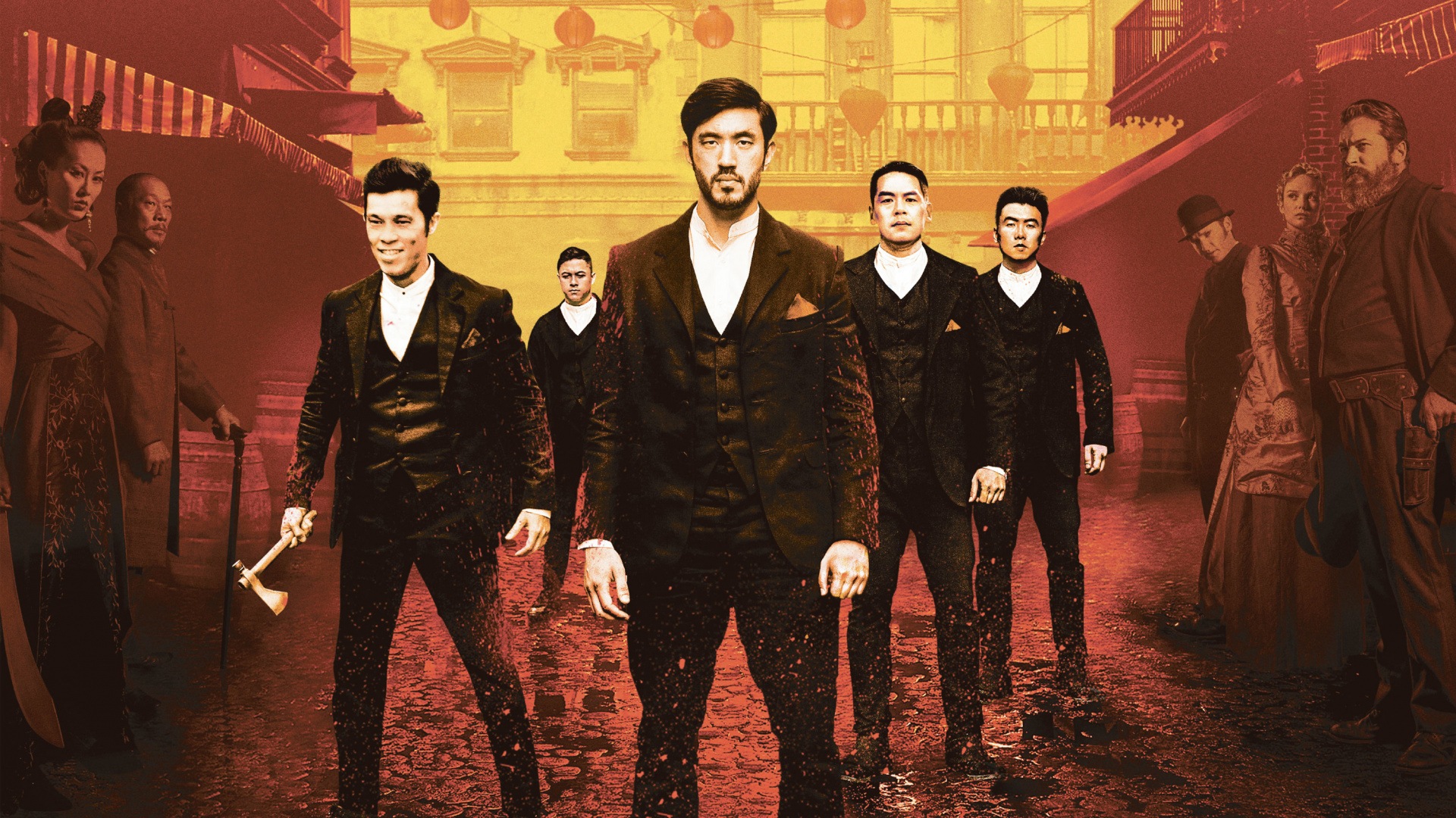 3 Männer im Schwarzen Anzug Stehen in Der Nähe Des Gebäudes. Wallpaper in 1920x1080 Resolution