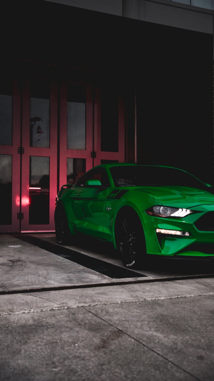 Cooler Grüner Mustang, Ford Mustang, Sportwagen, Shelby Mustang, Ford. Wallpaper in 720x1280 Resolution