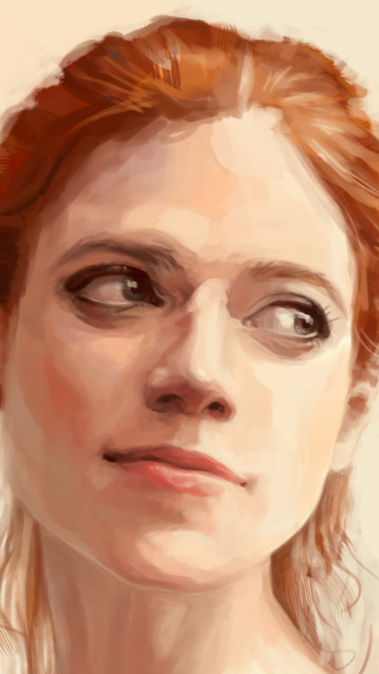 Woman With Brown Hair and White Eyes. Wallpaper in 750x1334 Resolution