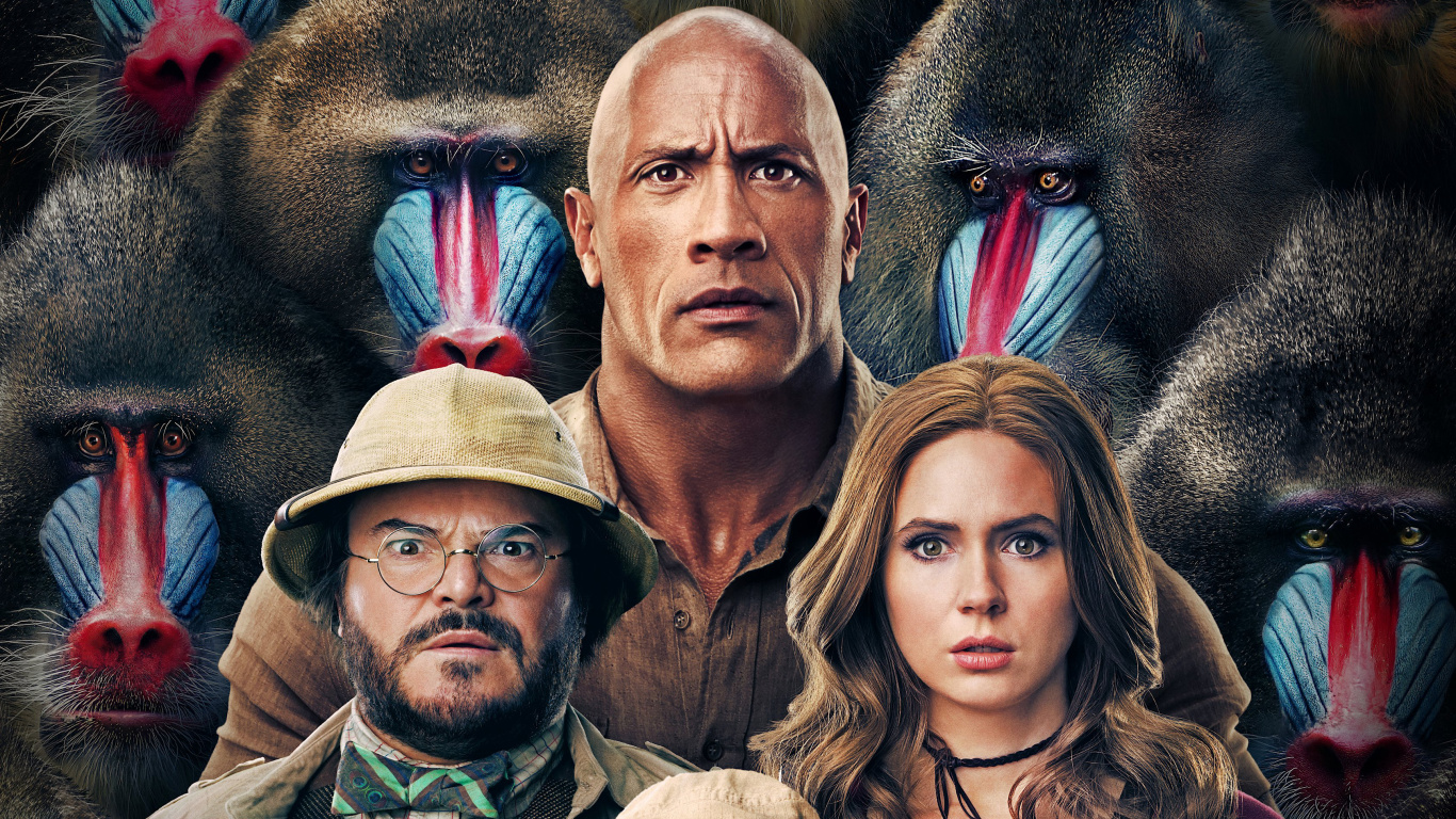 Jumanji Nächste Stufe, Dwayne Johnson, Jack Black, Jumanji Das Nächste Level, Dr. Schwelbrandstein. Wallpaper in 1366x768 Resolution