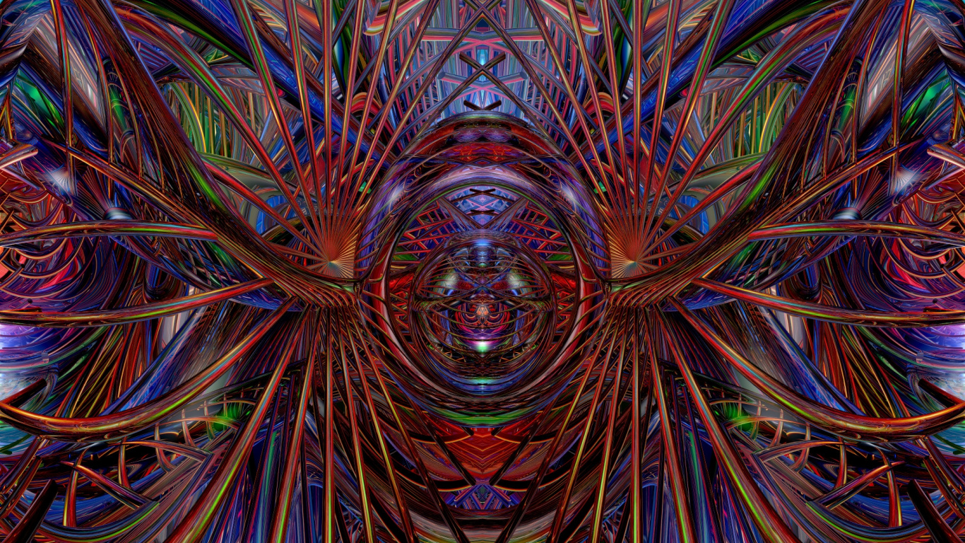 分形技术, 迷幻术, 万花筒, 对称, 圆圈 壁纸 1366x768 允许