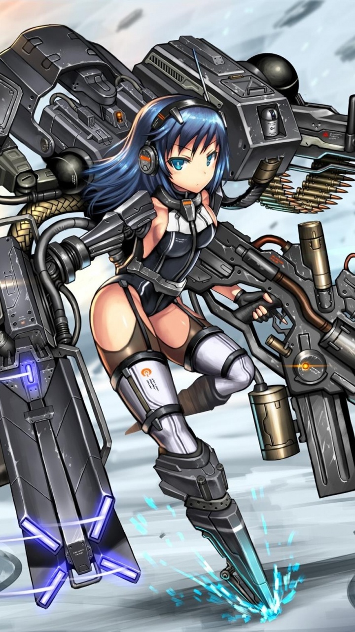 Frau im Schwarz-violetten Anzug Mit Pistolenillustration. Wallpaper in 720x1280 Resolution